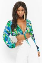 Forever21 Kaleidoscope Tie-front Crop Top