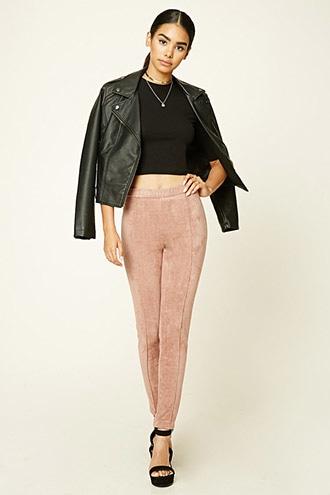 Forever21 Women's Faux Suede Pintuck Leggings