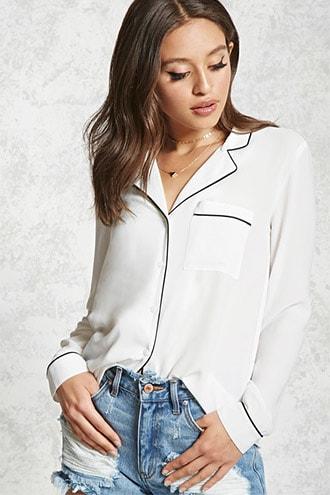 Forever21 Crepe Woven Pajama Shirt
