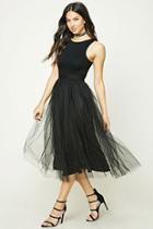Forever21 Women's  Black Tulle Maxi Dress