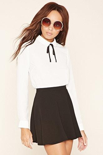 Forever21 Self-tie Collar Blouse