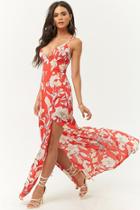 Forever21 Lace-up Floral Print Maxi Dress