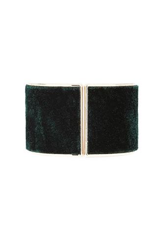 Forever21 Gold & Green Faux Fur Hinge Bracelet