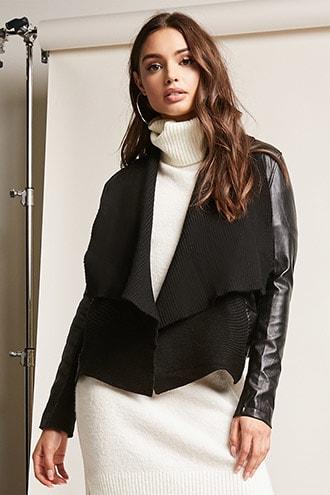 Forever21 Faux Leather Open-front Jacket
