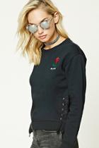 Forever21 Women's  Bad Habits Lace-up Sweatshirt