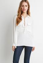 Forever21 Lace-up Pocket Blouse