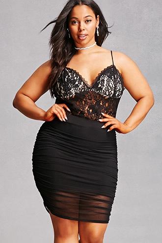 Forever21 Plus Size Ruched Mesh Skirt