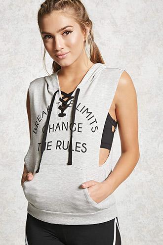 Forever21 Active Slub Knit Graphic Hoodie