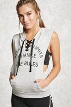 Forever21 Active Slub Knit Graphic Hoodie