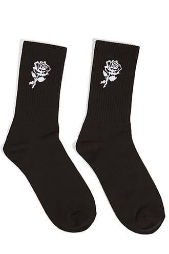 Forever21 Rose Graphic Crew Socks