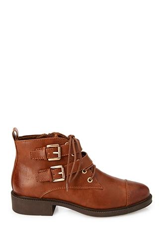 Forever21 Lace-up Buckled Booties