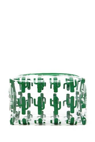 Forever21 Glitter Cactus Print Makeup Bag
