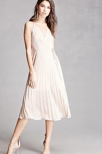 Forever21 Lush Pleated Satin Midi Dress