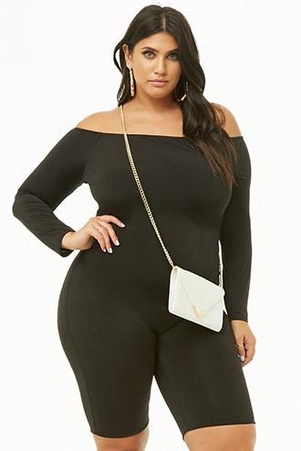 Forever21 Plus Size Sheeny Off-the-shoulder Romper