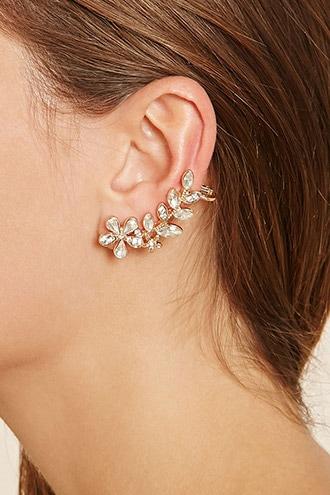 Forever21 Floral Rhinestone Ear Cuff Set