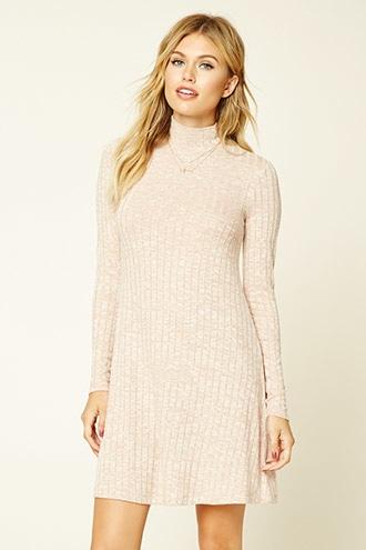 Love21 Women's  Camel & Cream Contemporary Marled Dress