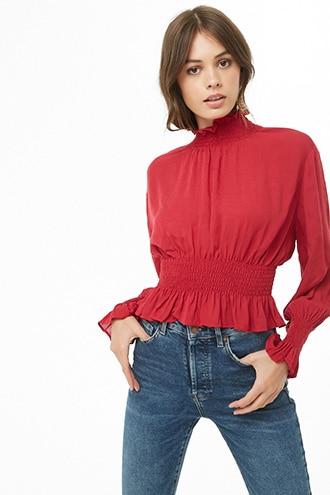Forever21 Smocked-trim Shirred Top