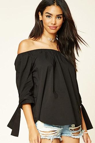 Forever21 Women's  Black Off-the-shoulder Top