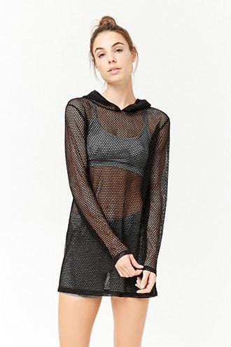 Forever21 Active Fishnet Hooded Top
