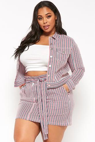 Forever21 Plus Size Striped Paperbag Skirt