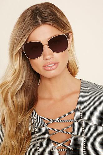 Forever21 Gold & Brown Oversized Square Sunglasses