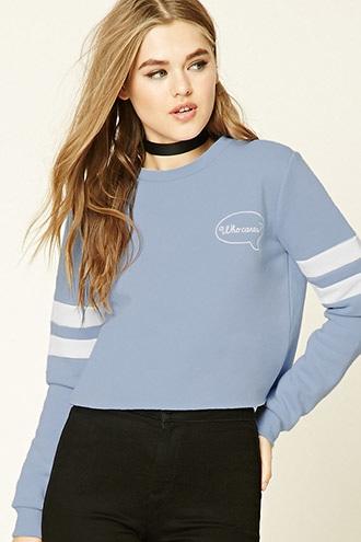 Forever21 Women's  Who Cares Fleece Sweatshirt