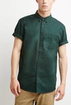 21 Men Men's  Button-collar Shirt (hunter Green)
