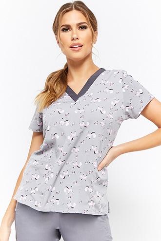 Forever21 Animal Print Scrub Top