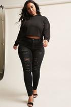 Forever21 Plus Size Distressed High-rise Jeans