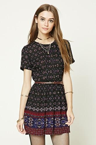 Forever21 Belted Floral Print Mini Dress