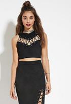 Forever21 Women's  Rise Of Dawn Faux Suede Crisscross Crop Top