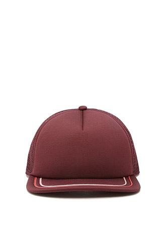 21 Men Burgundy & Pink Men Trimmed Trucker Hat