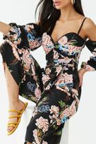 Forever21 Floral Open-shoulder Culotte Jumpsuit
