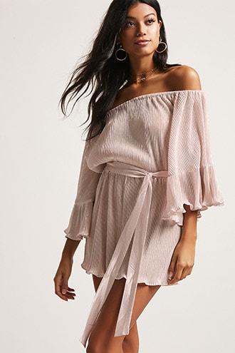 Forever21 Accordion Pleated Satin Romper