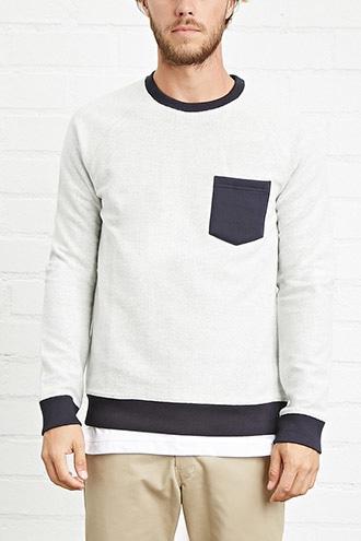 21 Men Men's  Contrast Zigzag Pullover