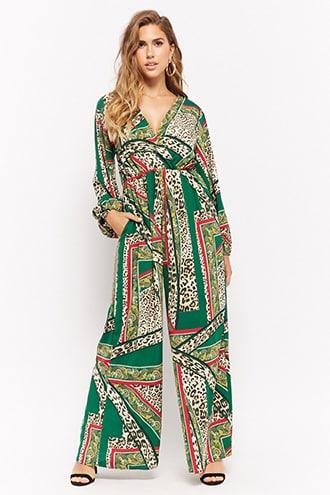 Forever21 Scarf Print Palazzo Jumpsuit