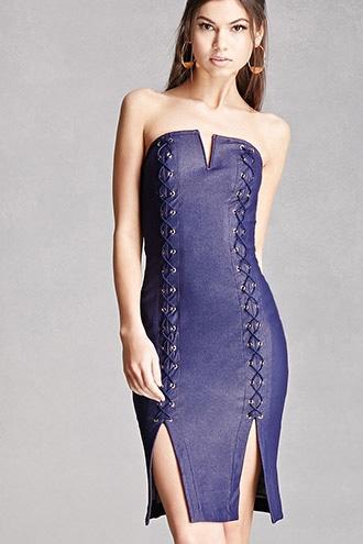 Forever21 Lace-up Denim Bodycon