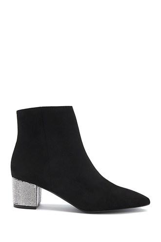 Forever21 Faux Suede Rhinestone Ankle Booties
