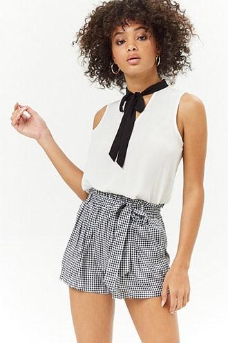 Forever21 Contrast Bow Chiffon Top