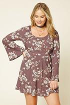 Forever21 Plus Women's  Lavender & Light Pink Plus Size Floral Print Dress