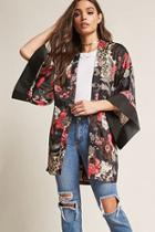 Forever21 Satin Floral Print Kimono Dress