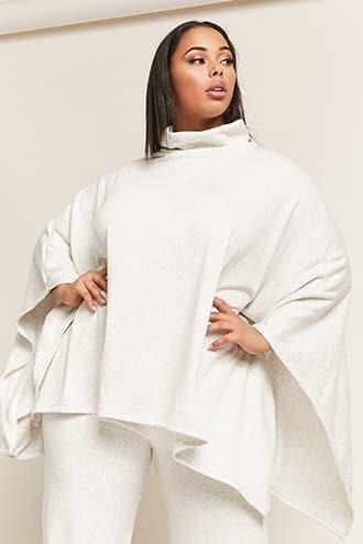 Forever21 Plus Size Marled Knit Pullover Poncho