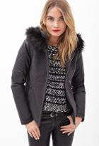 Forever21 Contemporary Hooded Faux Leather Jacket