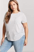 Forever21 Plus Size Slub-knit Striped High-low Tee