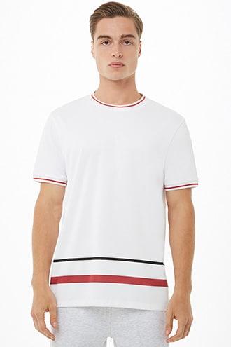 Forever21 Jersey Mesh Striped-trim Tee