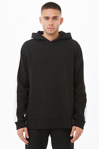 Forever21 Striped-trim Long Sleeve Hoodie