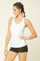Forever21 Women's  White & Black Active Get Moving Racerback Top