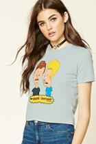 Forever21 Women's  Dusty Blue & Black Mtv Graphic Tee