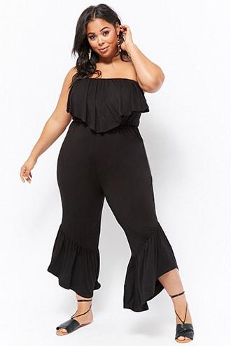 Forever21 Plus Size Flounce Tube Jumpsuit