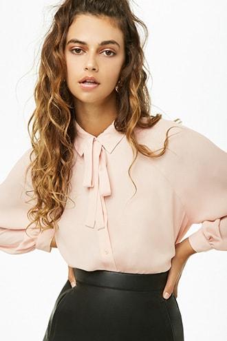 Forever21 Tie-neck Raglan Shirt